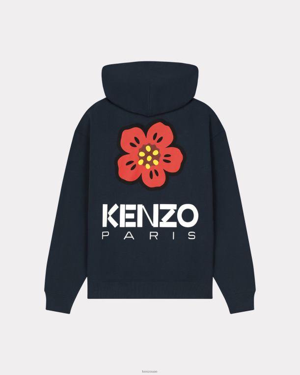 Kenzo رجال سترة بغطاء رأس كبيرة الحجم من بوكي فلاور منتصف الليل الأزرق 84BVD93