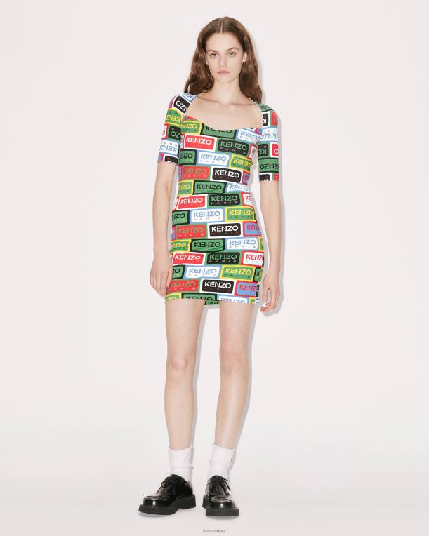 Kenzo نحيف فستان Bodycon من الملصقات متعدد الألوان 84BVD545