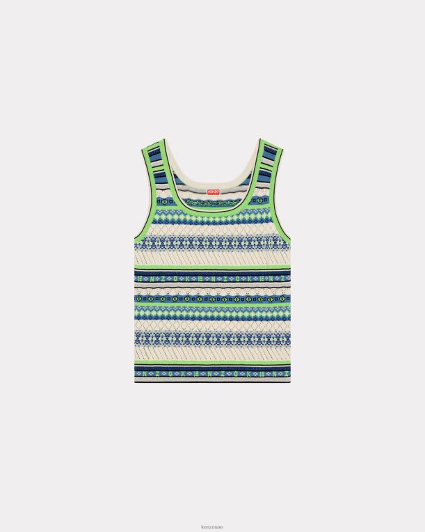Kenzo رجال سترة بدون أكمام من Fair Isle منتصف الليل الأزرق 84BVD166