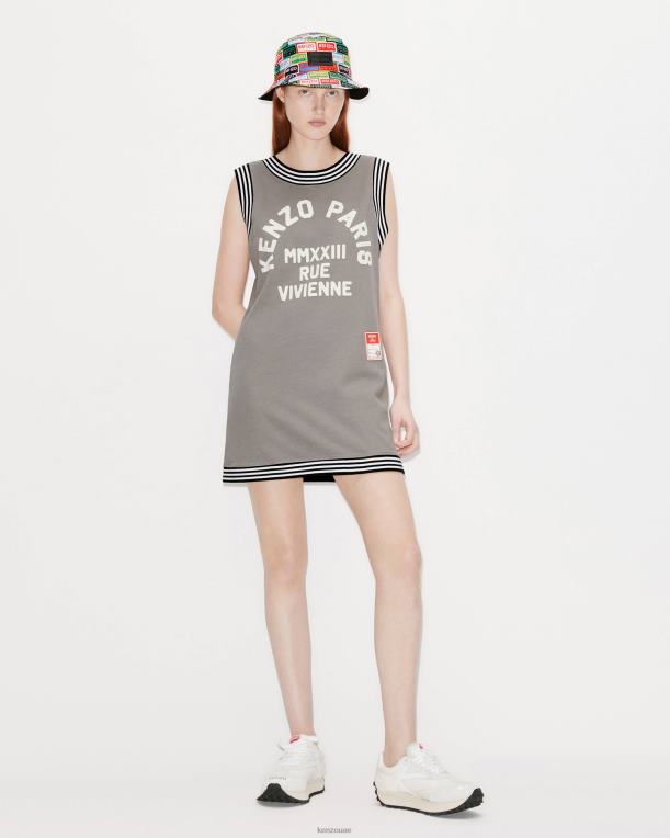 Kenzo نحيف فستان rue vivienne ذو الأشرطة رمادي ضبابي 84BVD691